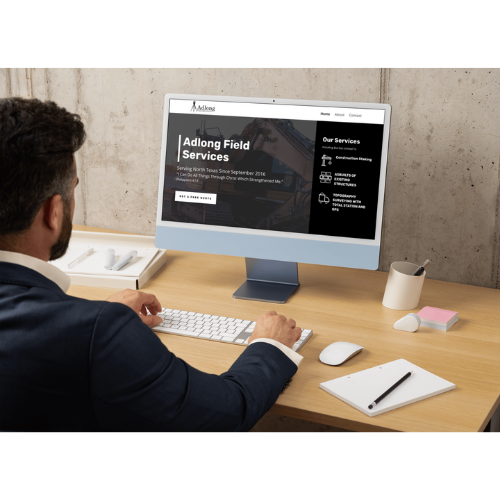 website-mockup2 website mockup adlong field services on computer screen